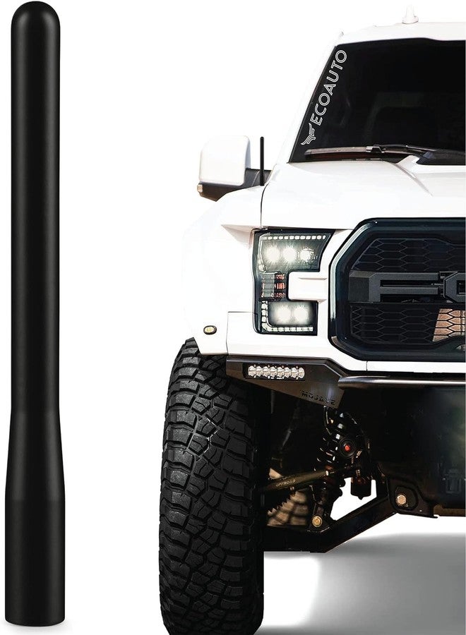 EcoAuto Short Antenna Ford Fits F150 F250 F350 Super Duty, Bronco, Ford Raptor Accessories & Dodge RAM - Anti-Theft Design - Carwash Safe Antenna for Truck 4 Inch Long (Black) - Image 1